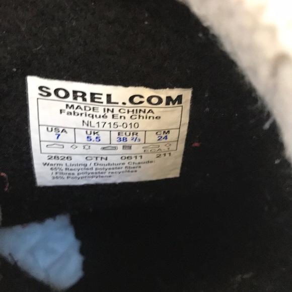 Sorel SZ 7, men’s caribou black waterproof boots .
